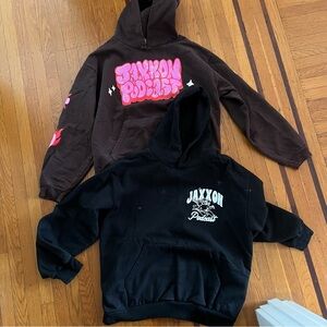 Jaxxon Podcast hoodies lot of 2 brown black good preowned condition XL